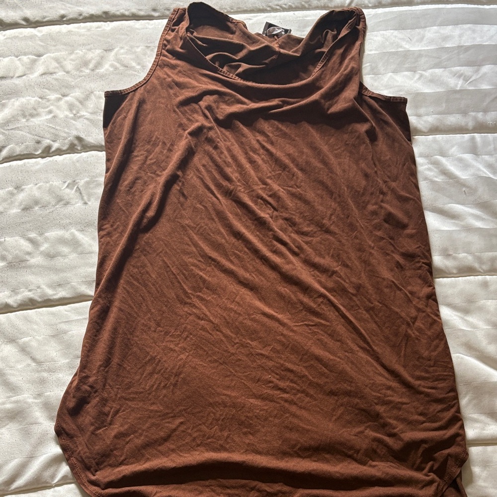 Brown Sleeveless Women's Suede Dress